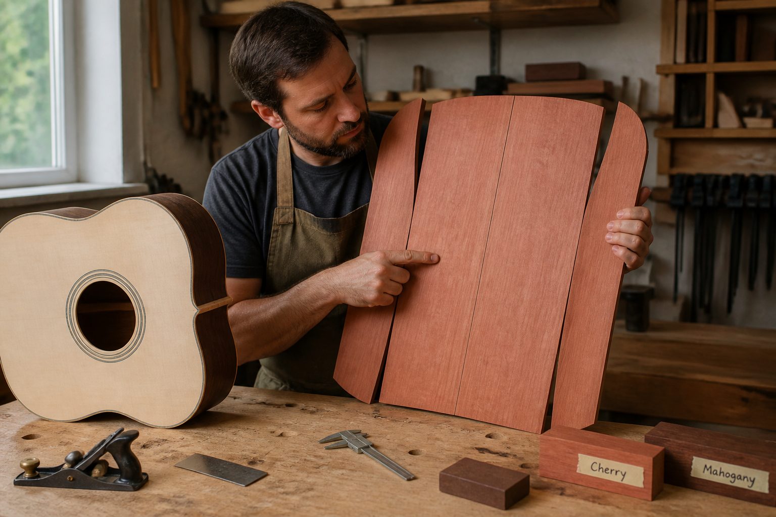 Cherry tonewood guitar building